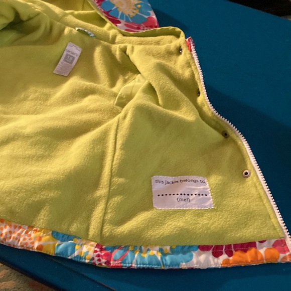 Toddler rain jacket-Carters. fun, bright fleece lined, hooded. . - Picture 3 of 12
